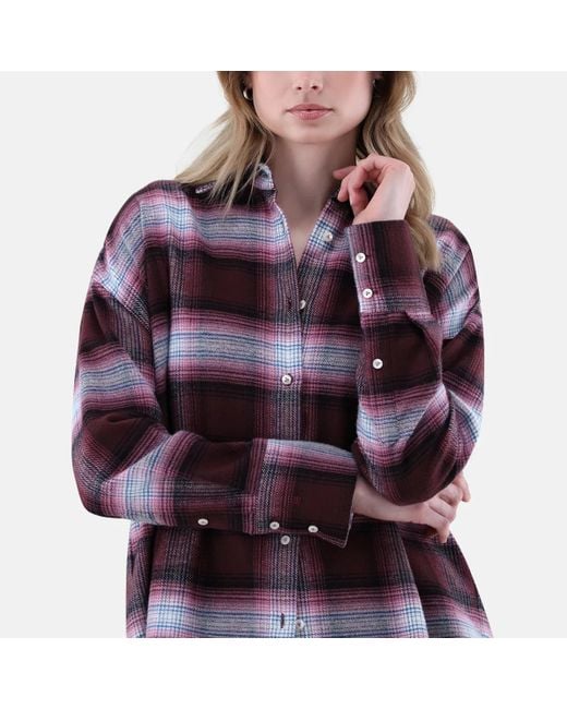 Van Laack Purple Bluse Modern Fit Karo