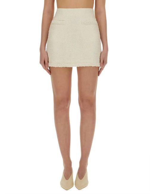 Self-Portrait Natural Boucle Mini Skirt With Pearls