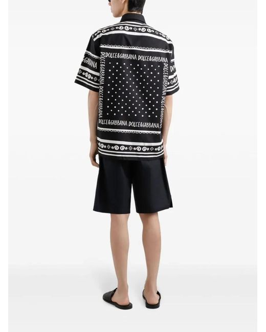 Dolce & Gabbana Contrasting Patterned Button-Up Shirt in Black für Herren