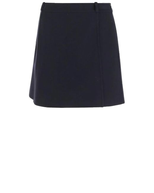 Jil Sander Blue Structured Wool Skirt With Belt Loops