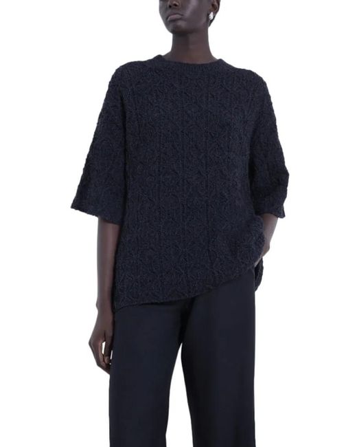 Loulou de Saison Black Textured Open-Knit Shirt