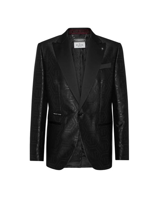 Philipp Plein Einknopf-Blazer Slim Fit Monogram in Black für Herren