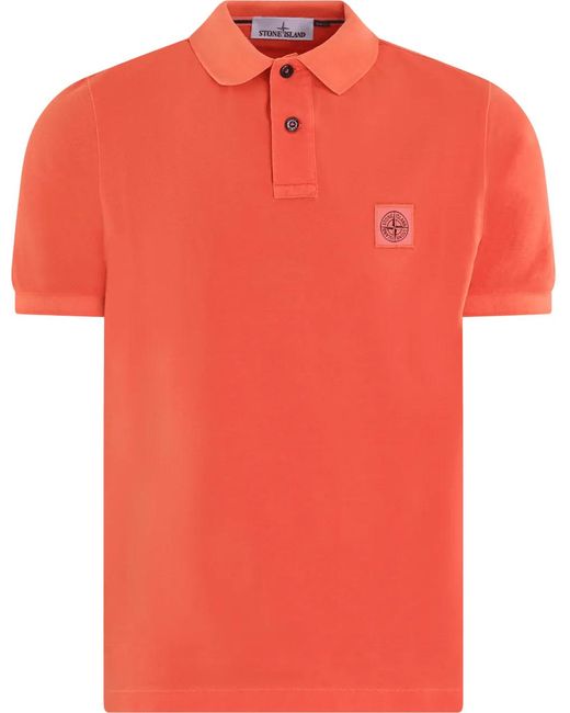 Stone Island Compass Patch Polo Rood in Orange für Herren