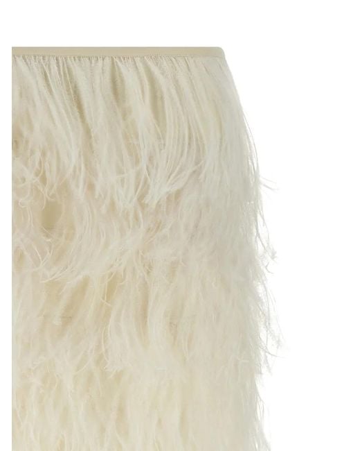 The Attico Natural Ostrich Feather Skirt