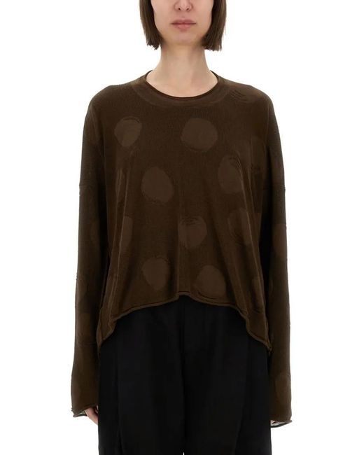 Uma Wang Black Knit Top With Polka Dot Pattern