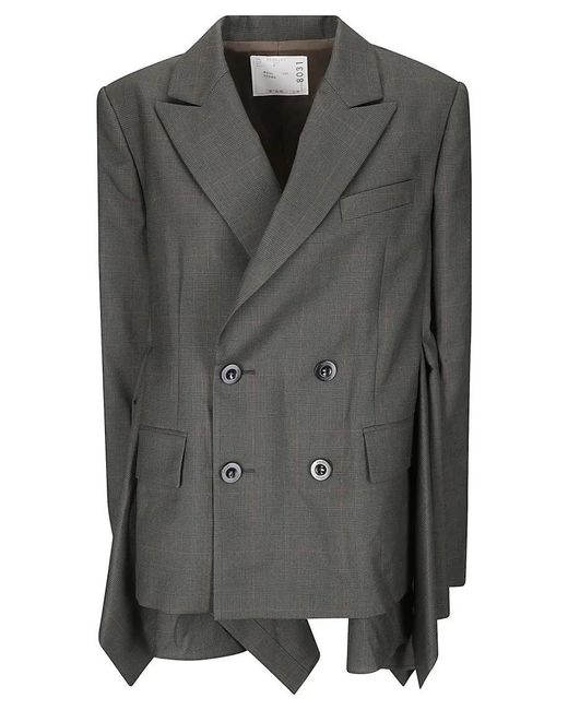 Sacai Gray Glen Check Blazer