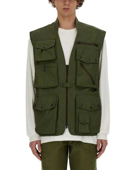 Needles Utility Vest With Multiple Pockets And Zip Closure in Green für Herren