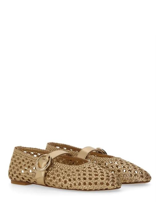 Stuart Weitzman Natural "Thea" Mary Jane Dancer Flats