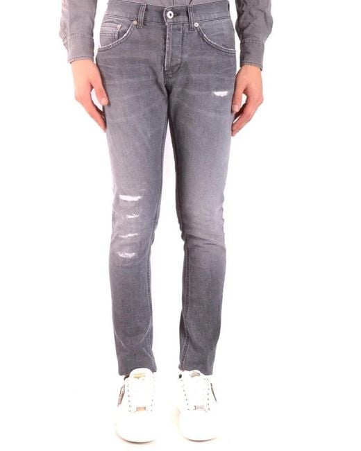 Dondup Faded Slim-Fit Jeans With Distressed Details in Gray für Herren