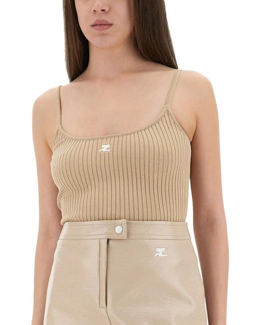 Courreges Natural "Reedition" Knit Tank Top