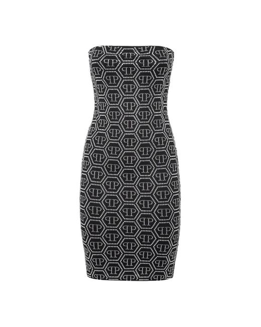 Philipp Plein Black Abendkleid Monogram
