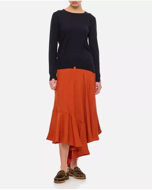 Colville Orange Voulant Midi Skirt