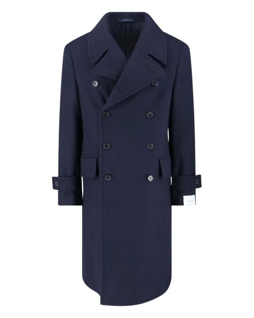 Emanuela Caruso Double-Breasted Wool Coat With Classic L in Blue für Herren