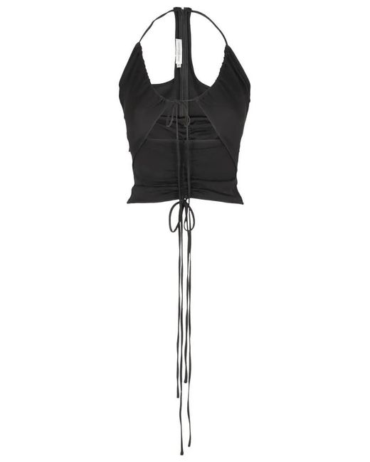 Christopher Esber Black Ruched Disconnect Halter Top