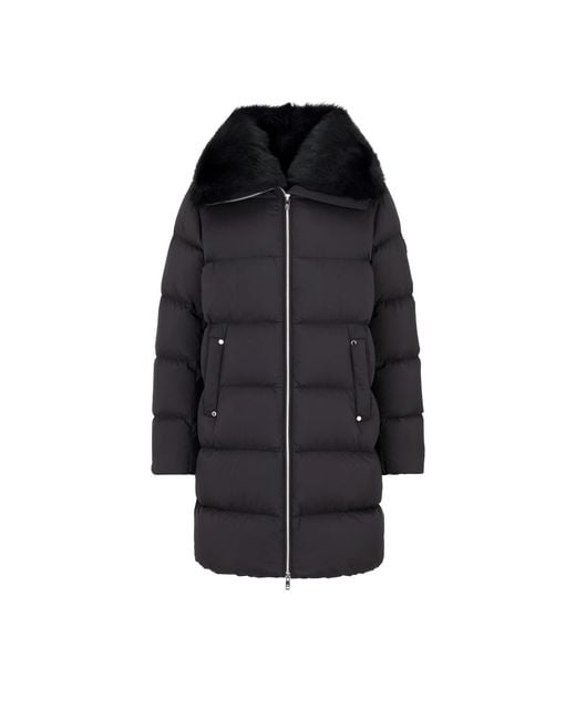 Moose Knuckles Black Steppmantel Belle Dune Mit Fellbesatz