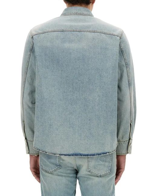 Valentino Garavani Classic Button-Up Denim Shirt With Chest Pockets in Blue für Herren