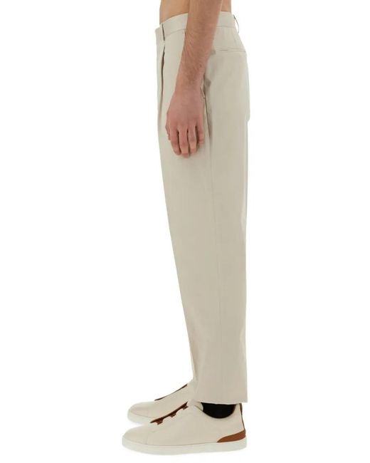 Zegna Tailored Pants With Front Pleat in Natural für Herren