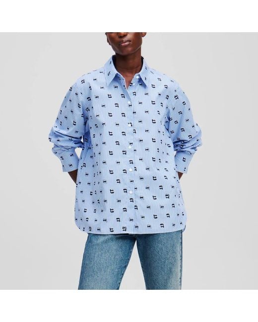 Karl Lagerfeld Blue Ikon Hemd Mit Allover-Print
