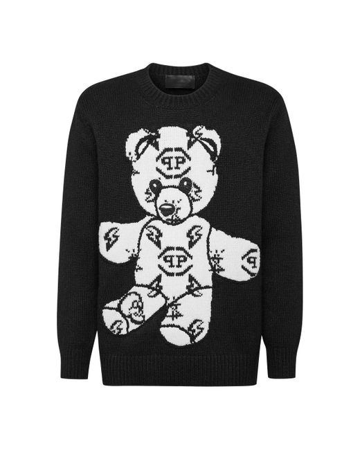 Philipp Plein Rundhalspullover Teddy in Black für Herren