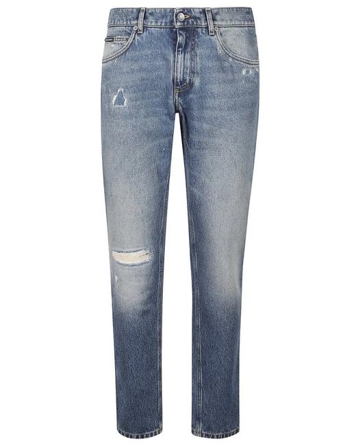 Dolce & Gabbana Distressed Jeans With Vintage Faded Wash in Blue für Herren
