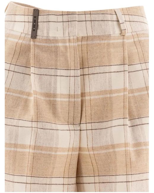 Peserico Natural Check Wool Trousers