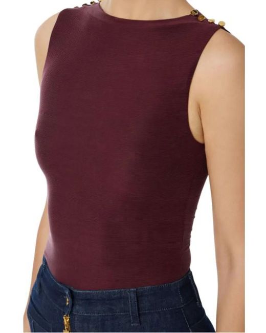 Elisabetta Franchi Purple T-Shirts And Polos Coffee