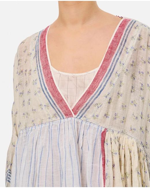 Péro White Double Print Midi Dress