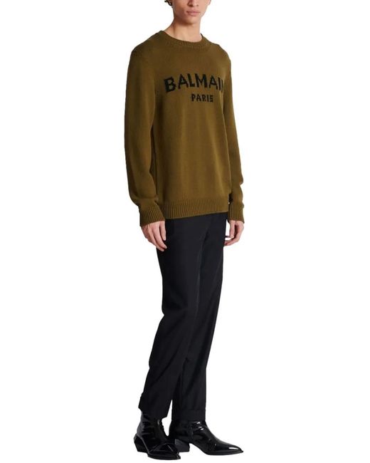 Balmain Sweaters Khakiblack in Green für Herren