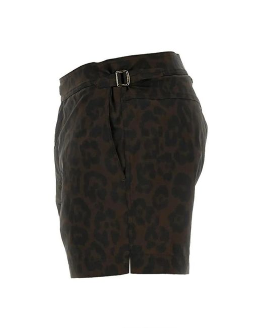 Tom Ford Leopard Print Tailored Swimsuit With Buckle Detail in Black für Herren