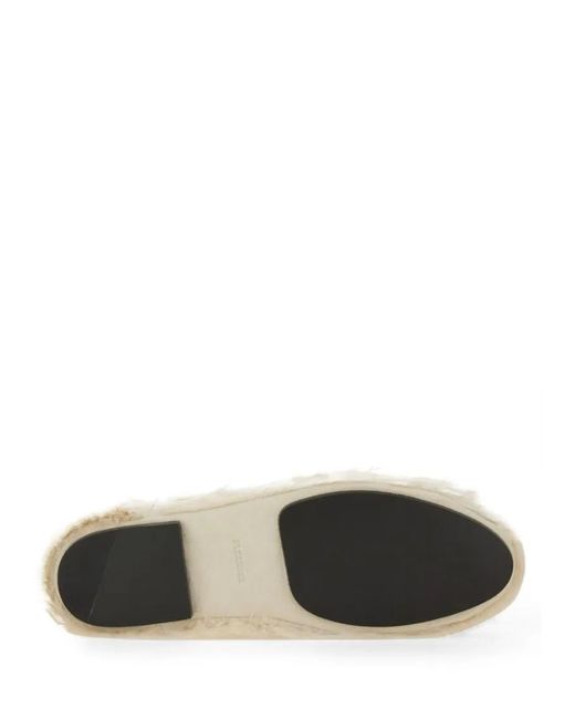 Jil Sander Natural Pointed-Toe Low Calfskin Slipper With Textured Fin