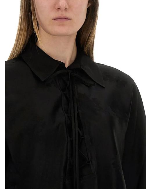 Ganni Black Jacquard Satin Shirt