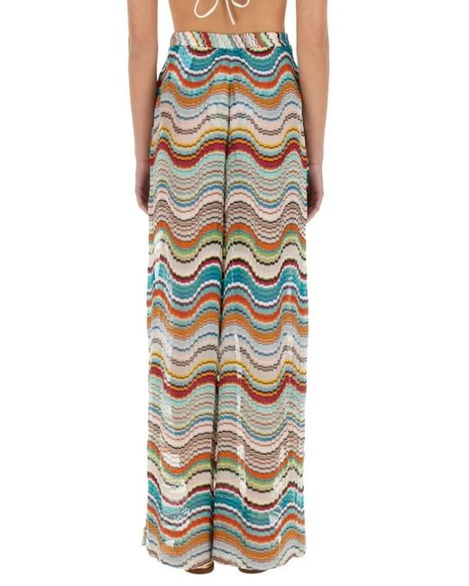 Missoni Multicolor Knit Cover-Up Pants With Lamé Wave Pattern