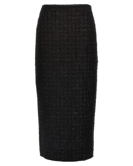ROTATE BIRGER CHRISTENSEN Black Maxi Bouclé Skirt