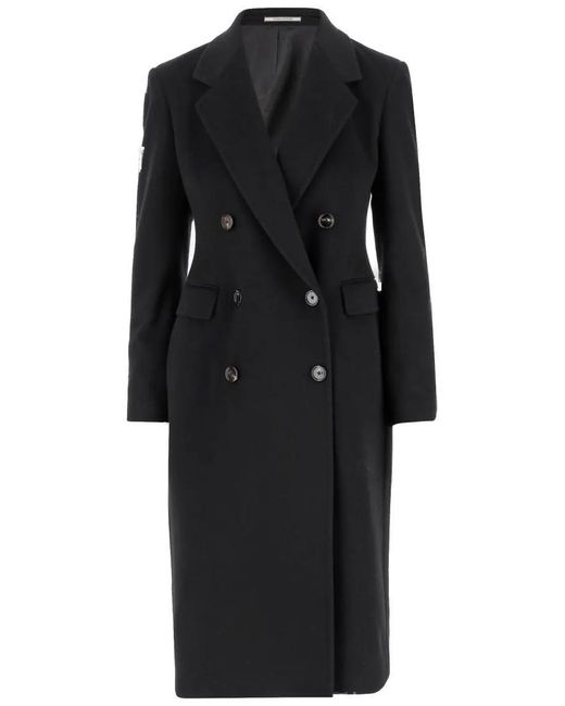 Tagliatore Black Double-Breasted Cashmere Coat