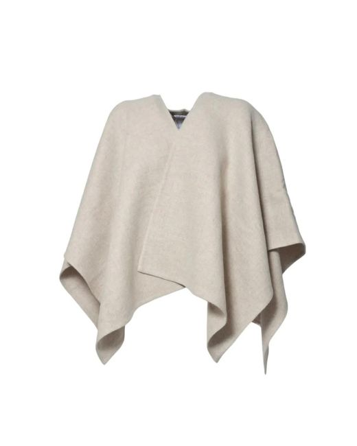 Max Mara Natural V-Neck Poncho With Flowing Silhouette