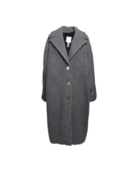 Patou Gray Charcoal Bouclé Wool Elliptic Single-Breasted Coa