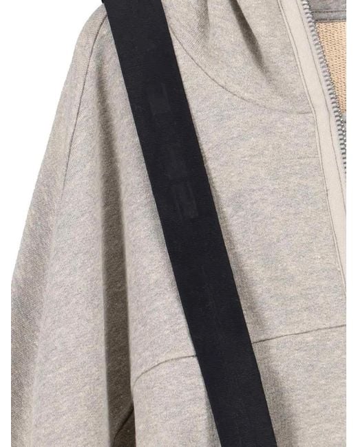 Rick Owens White Cotton Blend "Collage Gimp" Crop Sweatshirt