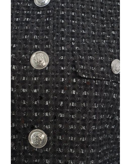 Liu Jo Black Cropped Jacket With Sequin Application