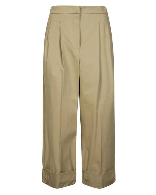 Weekend by Maxmara Natural High-Waisted Wide-Leg Pants With Front Pleats