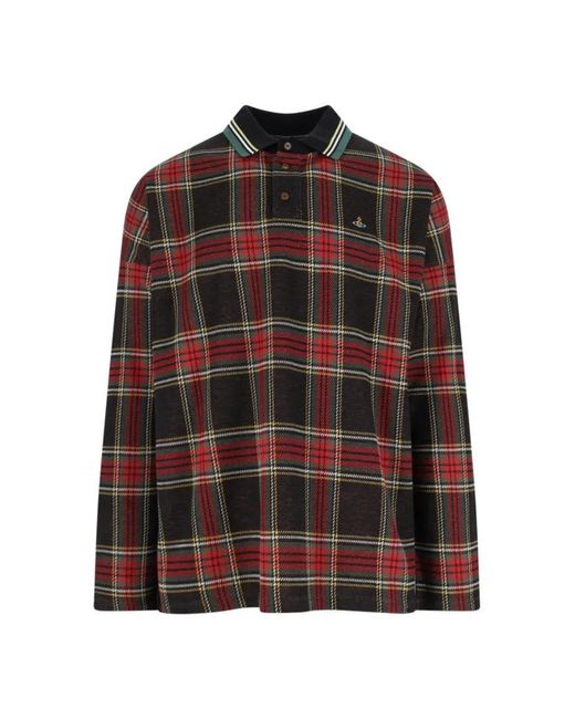 Vivienne Westwood Tartan Polo Shirt With Classic Collar in Red für Herren