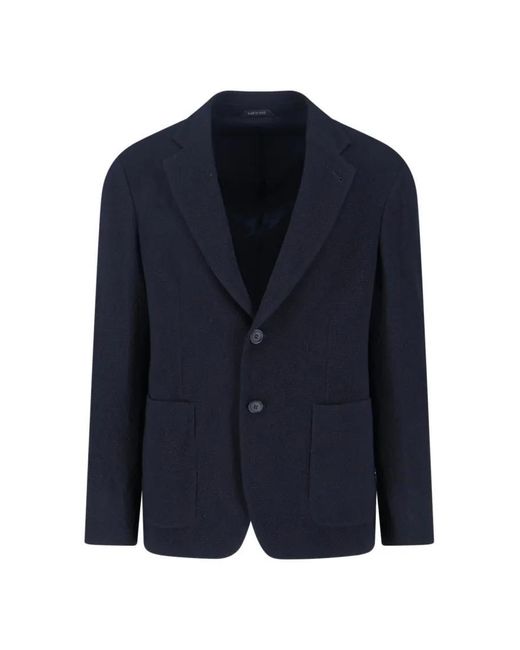 Giorgio Armani Textured Blazer With Classic Lapel And Tailor in Blue für Herren