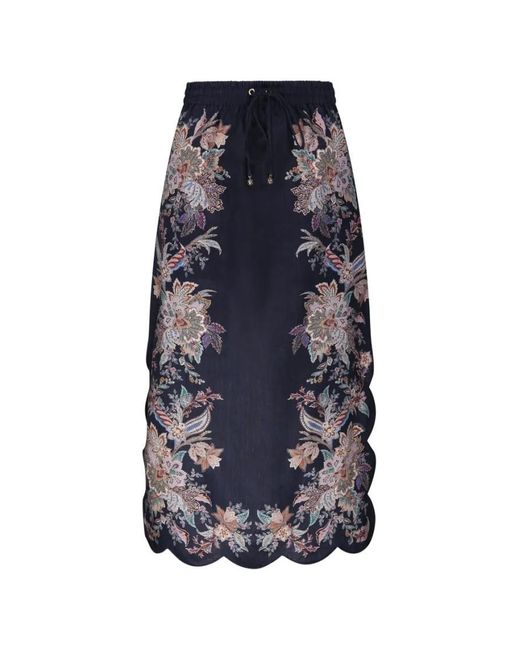 Zimmermann Blue Rhiannon Scallop Midi Skirt