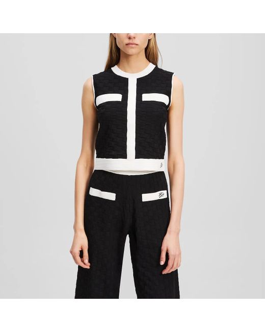 Karl Lagerfeld Black Stricktop Mit Kontrastierender Paspelierung