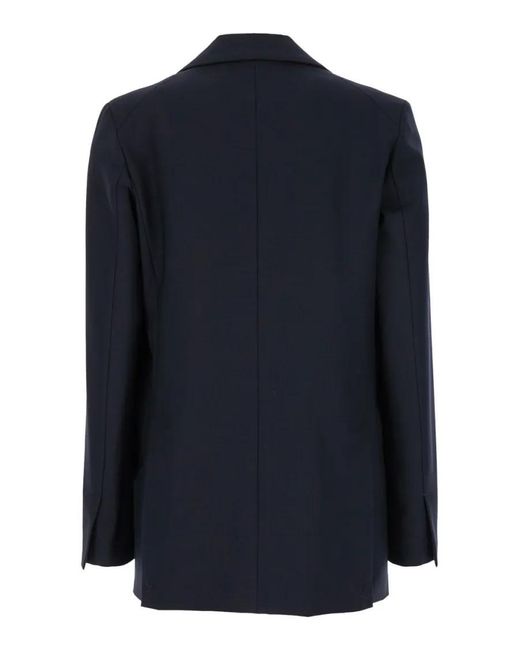 Semicouture Blue Single-Breasted Jacket With Notched Revers