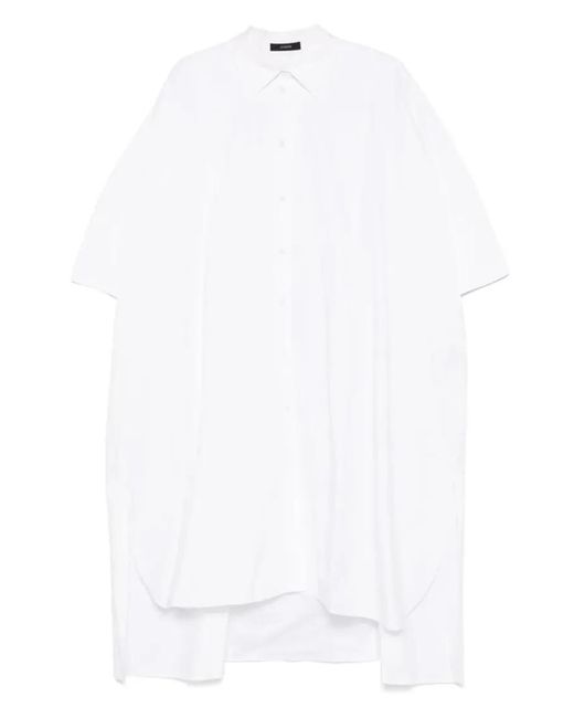 Joseph White Dania Midi Dress With Button Placket And Side Slit