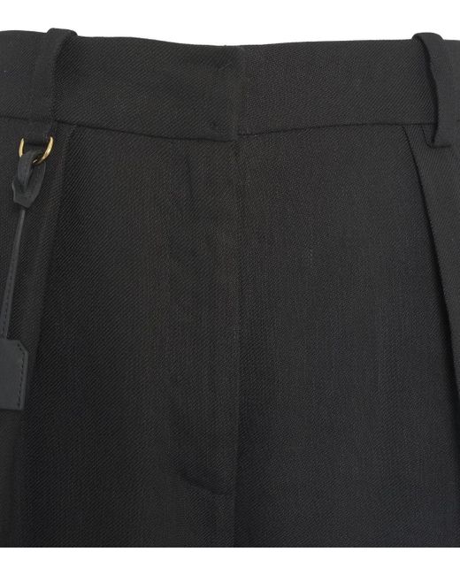 Elisabetta Franchi Black Linen Blend Pleated Pants