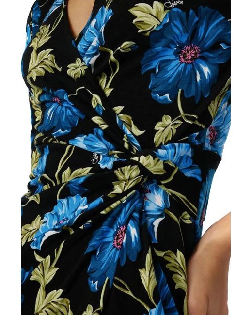 Diane von Furstenberg Blue Floral Wrap Midi Dress With Elegant V-N