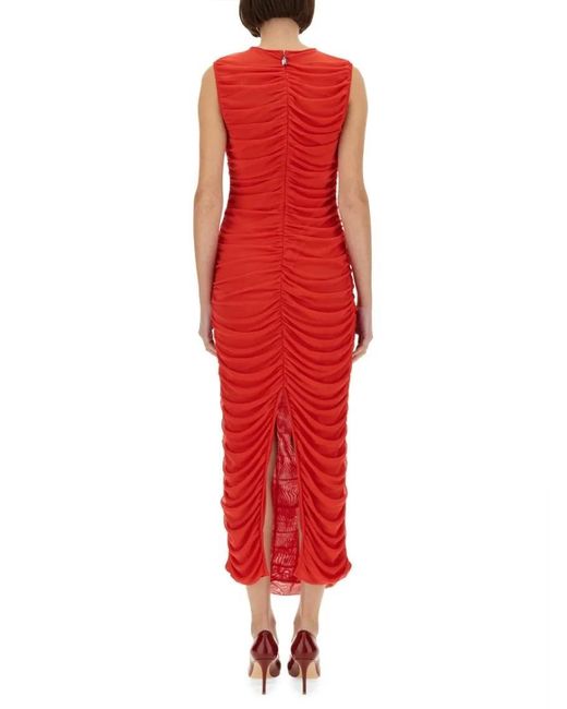 ROTATE BIRGER CHRISTENSEN Red Draped Maxi Dress