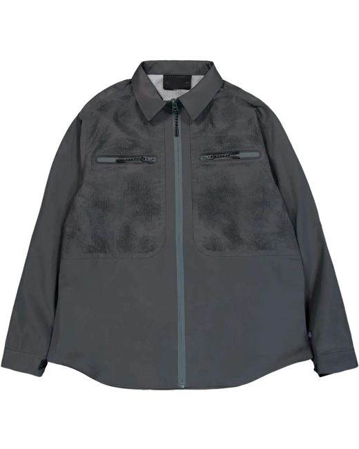 Alpha Industries Camicia A Maniche Lunghe Laser Cut Charcoal in Black für Herren