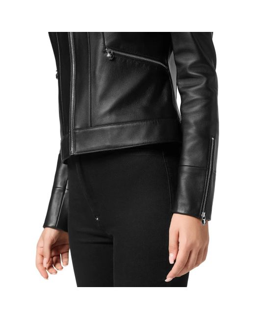 Philipp Plein Black Leder Biker-Jacke